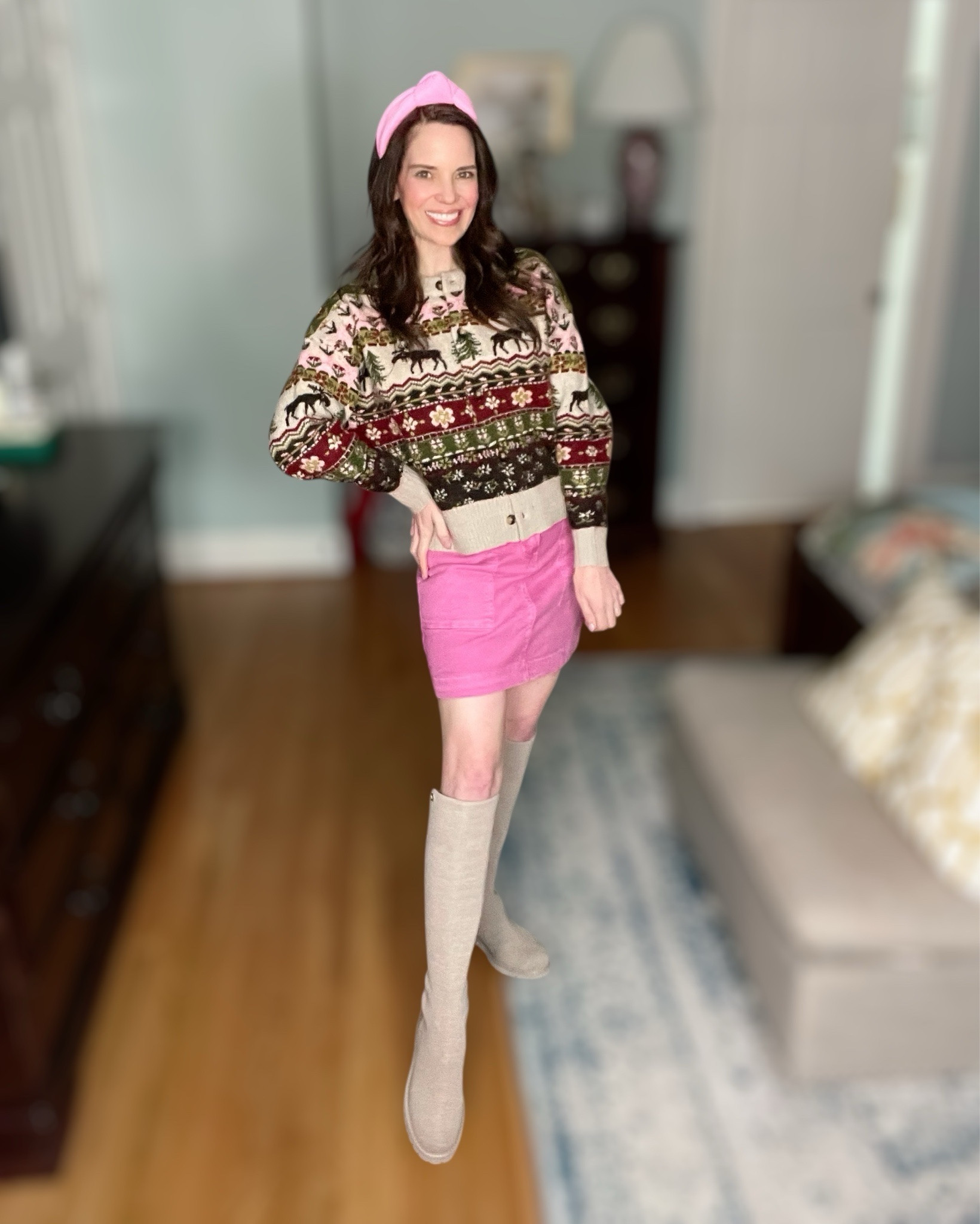 Preppy Pink Winter Outfit with Fair Isle Cardigan & Knee-High Boots 💗❄️


Mixing cozy winter vibes with a pop of pink 💕 This fair isle cardigan is such a fun statement piece and looks adorable styled with a pink mini skirt and knee-high boots. I love how the soft neutrals balance the bold color for an outfit that feels playful but still polished ✨ Perfect for winter brunch, casual days out, or when you want to brighten up chilly weather with a little color 🎀❄️

This look is giving preppy winter outfit, pink mini skirt styling, fair isle sweater outfit, knee high boot outfit ideas, cold weather fashion with color, and everyday winter style with a feminine twist 💗🧣👢

#LTKootd #LTKSeasonal #LTKPetite