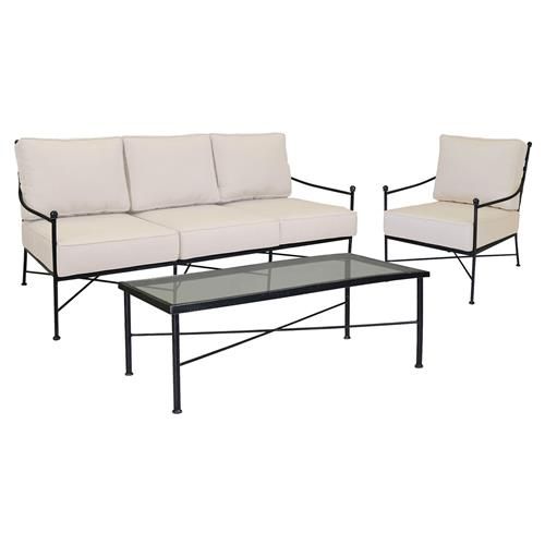 Sunset West French Country Provence Outdoor 3 Piece Lounge Set | Kathy Kuo Home