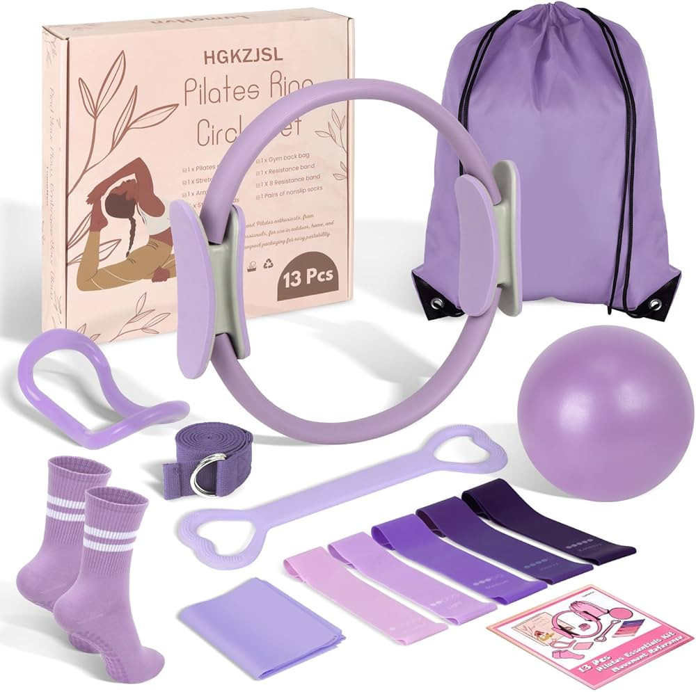 Home Pilates Essentials Kit for Women,Pilates Equipment Set with 9 Inch Yoga Ball,Figure 8 Resist... | Amazon (US)