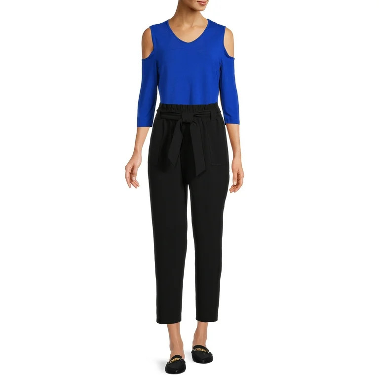 Nine.Eight Women’s Cropped Paper Bag Waist Pants | Walmart (US)