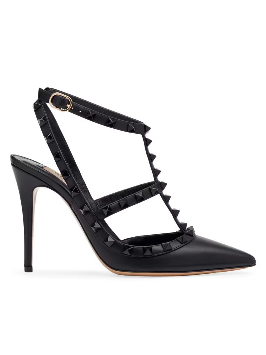 Rockstud Ankle Strap Pumps With Tonal Studs 100 MM | Saks Fifth Avenue