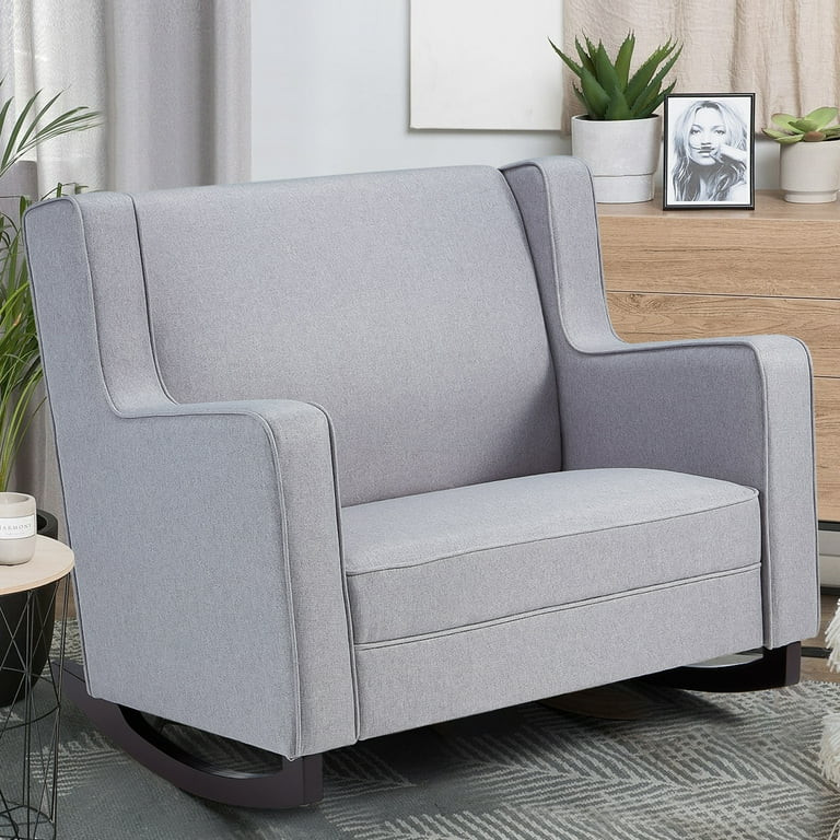 YODOLLA Nursery Rocking Chairs with Spacious Wingback, Double Wide Rocker,Cream, Gray | Walmart (US)