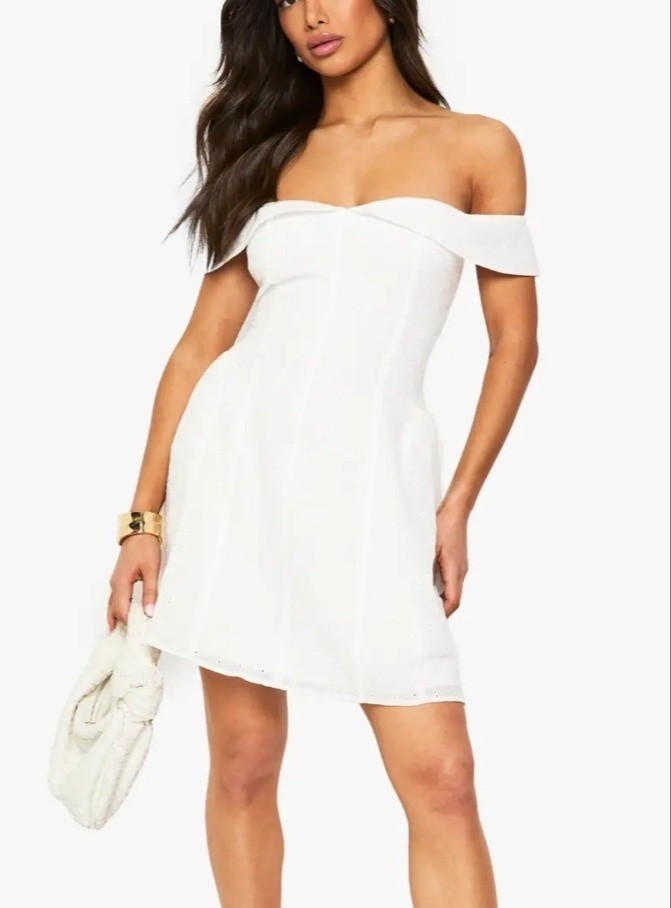 Ivory petite broderie mini dress. Great for bridal shower.

#LTKWedding #LTKMidsize #LTKPetite