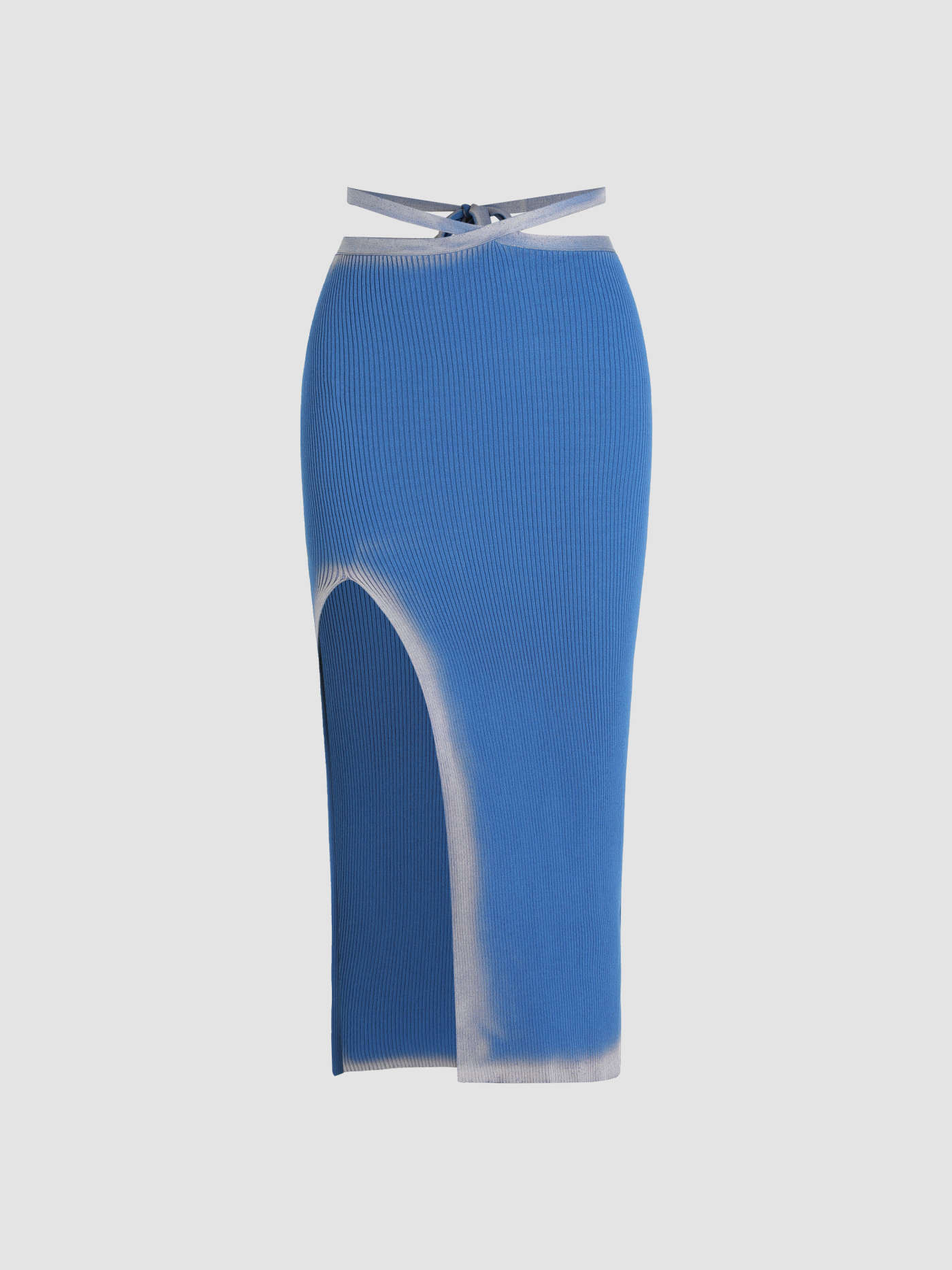 Contrasting Waist Tie Back Split Knitted Long Skirt | Cider