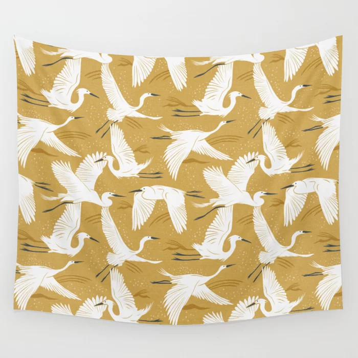 Soaring Wings - Goldenrod Yellow Wall Tapestry | Society6