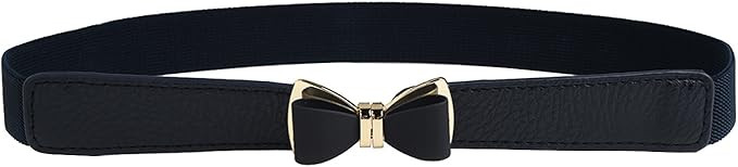 Womens 1" Width Bow Skinny Elastic Waist Belt Stretchy Belt Thin Belt | Amazon (US)