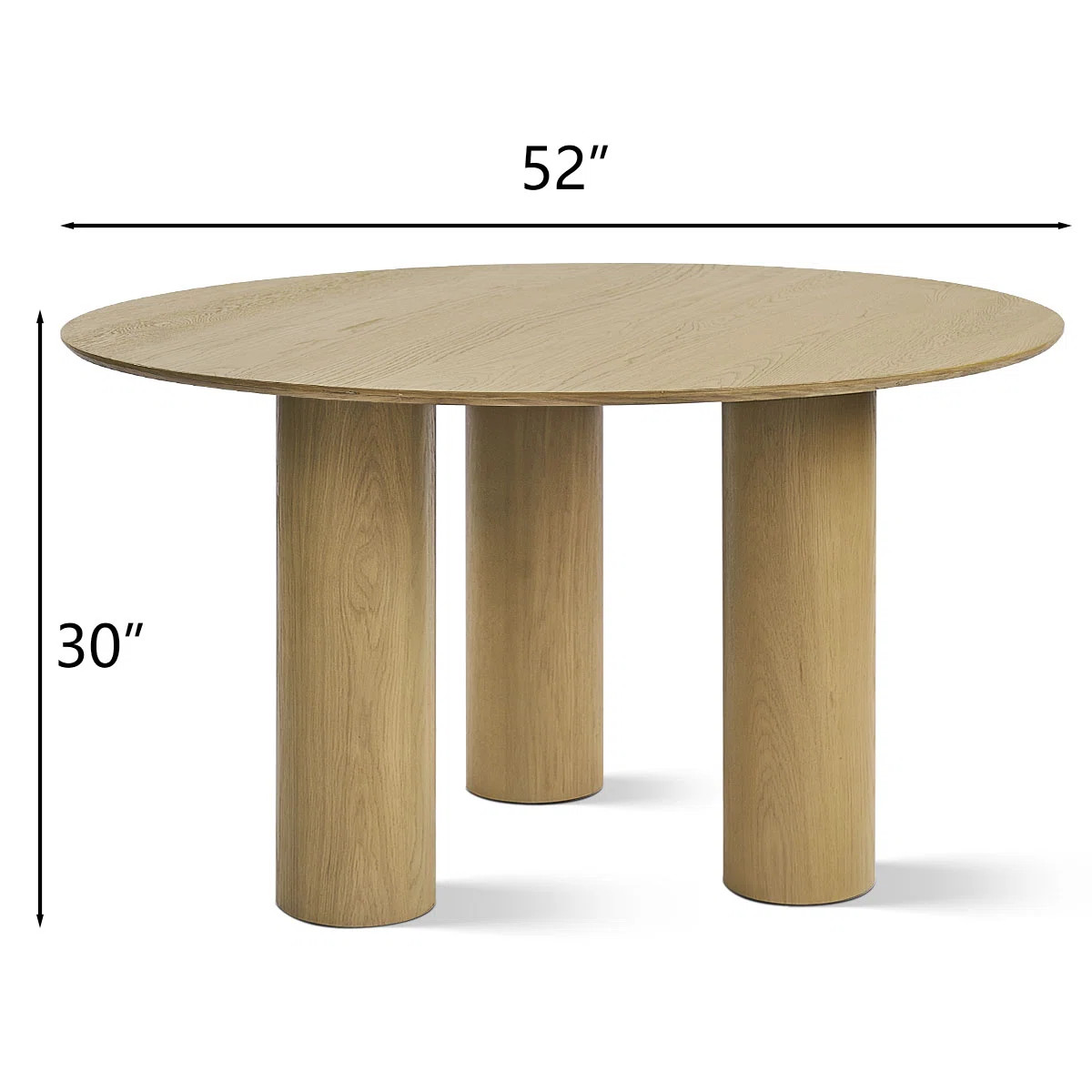George Oliver Baxman 52" 3 Legged Rounded Solid Oak Wood Pillar Leg Dining Table & Reviews | Wayf... | Wayfair North America