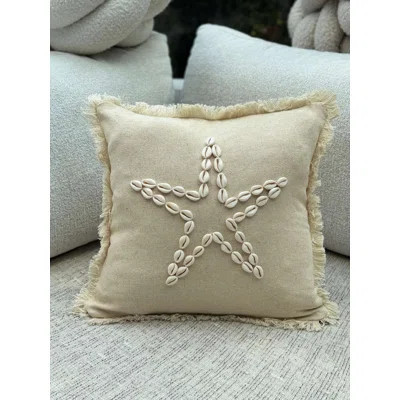 Beige Cushion Cover, 17.0 x 17.0 Inches | 50% Cotton, 50% Sea Shell Fabric, Machine Washable at 68°F | Soft, Durable, and Stylish for Home Décor | Per | Wayfair North America