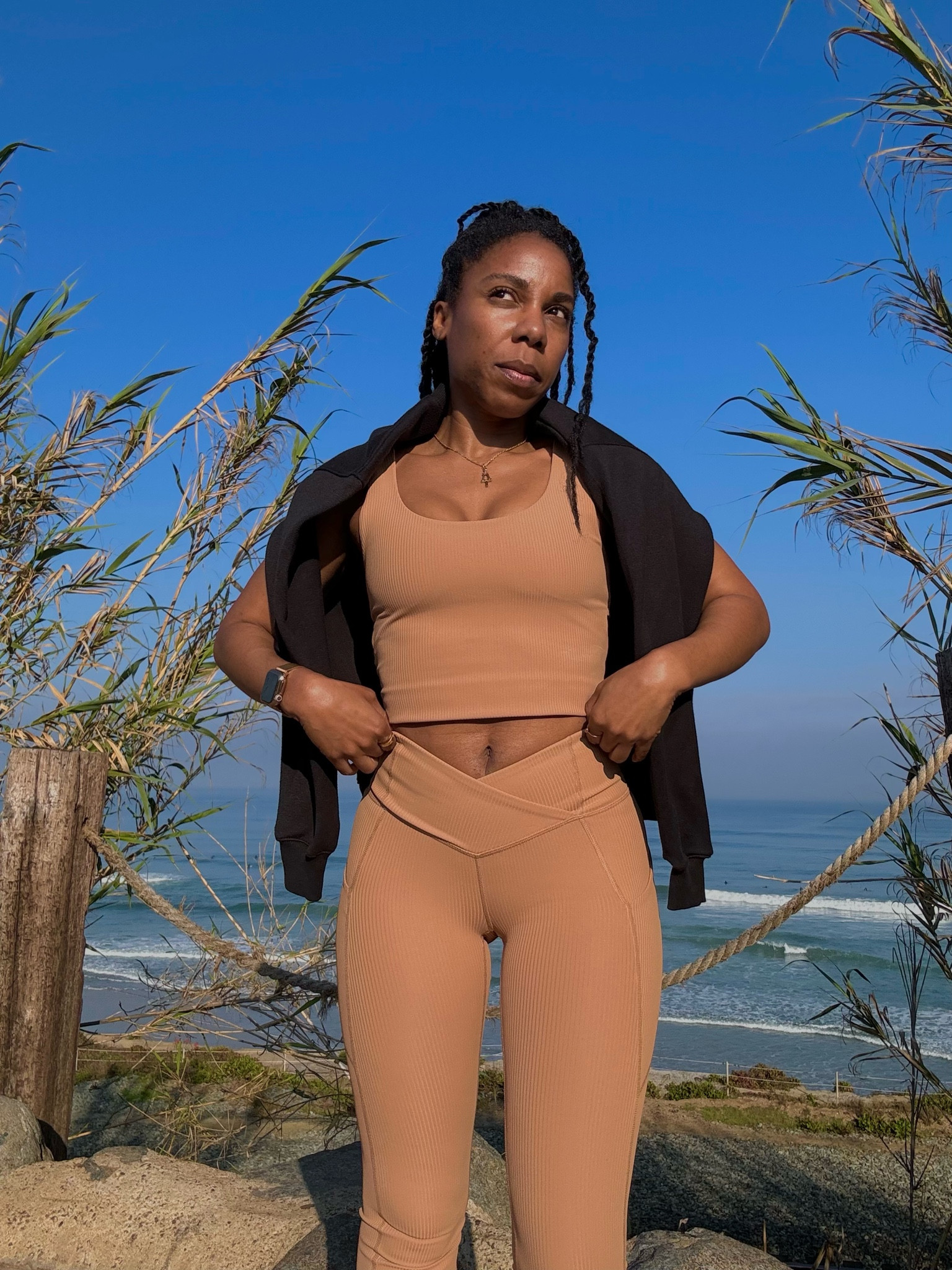 Tan quicksand flare leggings with light ribbing 

#LTKstyletip #LTKfitness #LTKover40