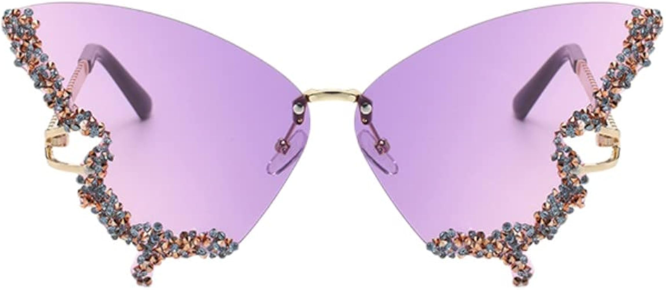 Shiratori Women's Retro Classic Butterfly Shape Diamond Rimless Sunglasses UV Blocking Sunglasses | Amazon (US)