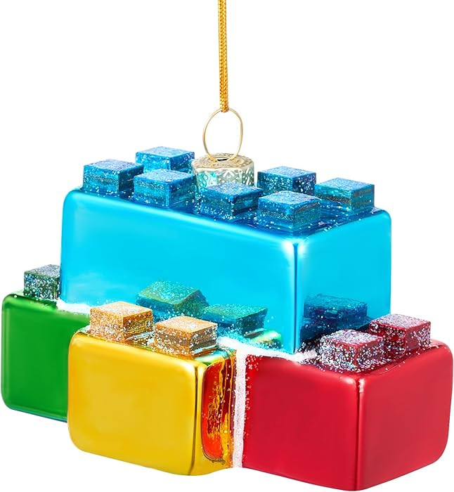JOYIN Christmas Building Blocks Glass Small Ornament, Blown Glass Tree Picks Mini Decors for Chri... | Amazon (US)