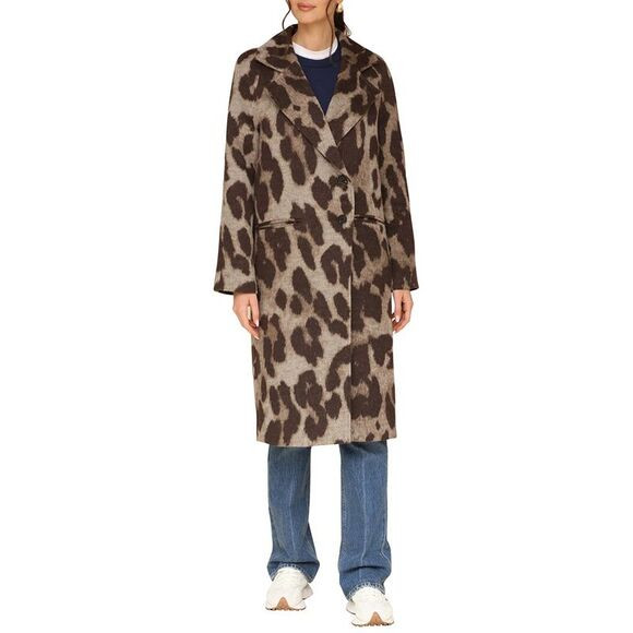 Avec Les Filles Womens    Leopard Print Relaxed Walker Coat, Brown | Poshmark