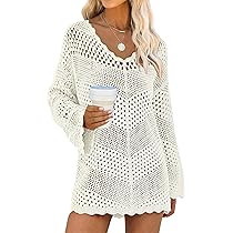 ANRABESS Swimsuit Cover Up for Women Crochet Bathing Suit Summer Swimwear V Neck Mesh Knit Dress ... | Amazon (US)