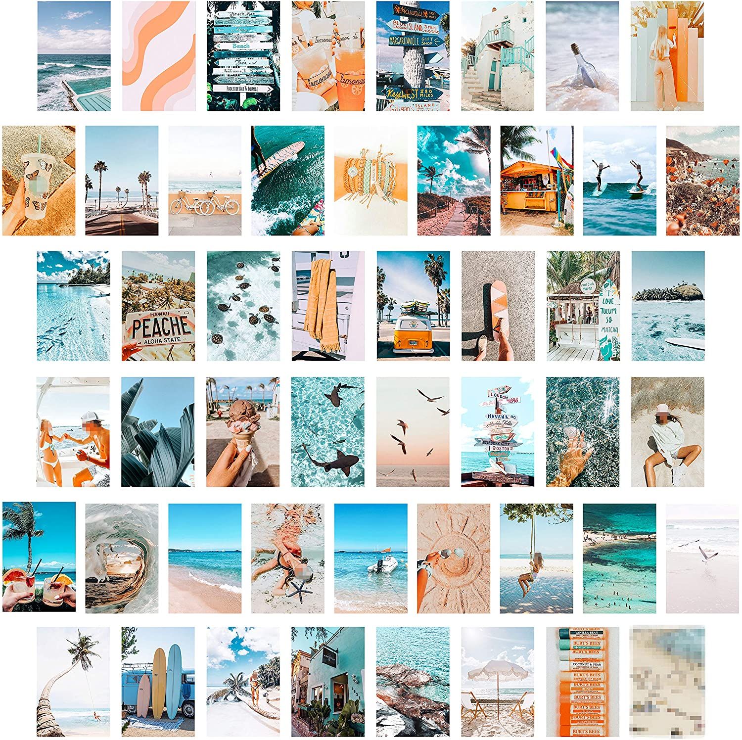 CY2SIDE 50PCS Blue Aesthetic Picture for Wall Collage, 50 Set 4x6 inch, Summer Beach Collage Prin... | Walmart (US)