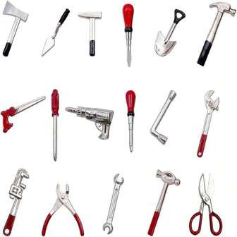 17PCS 1:12 Miniature Doll House Tools Metal Home Repair Multi-Tool Model Set Fun For Party Dollhouse Decoration Accessories Mini Yard Supplies Creative Pretend Toy (Tool) | SHEIN