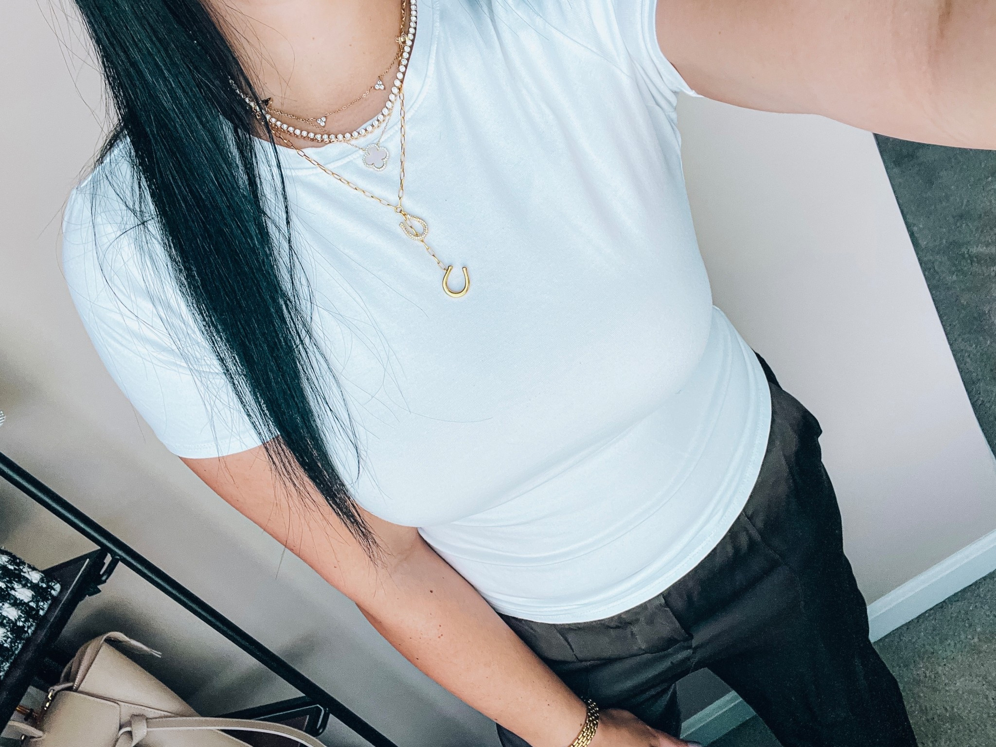 White tee ( size M)
Horseshoe necklace
Diamond tennis necklace
Layered necklaces


#LTKdayinmylife #LTKgrwm #LTKootd