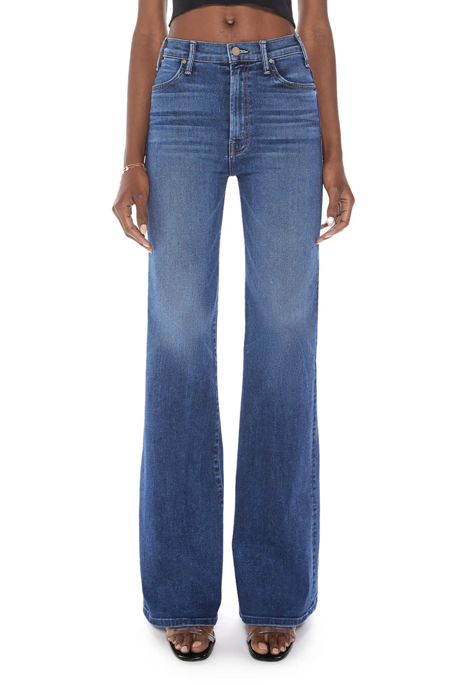 The Hustler Roller Heel High Waist Wide Leg Jeans (Women) | Nordstrom | Nordstrom