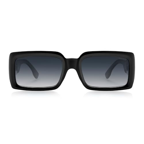 SOJOS Trendy Retro Rectangle Polarized Sunglasses Men 90s Vintage Square Womens Sunnies Shades SJ2388 Black Frame Grey Grading Lens | Amazon (US)