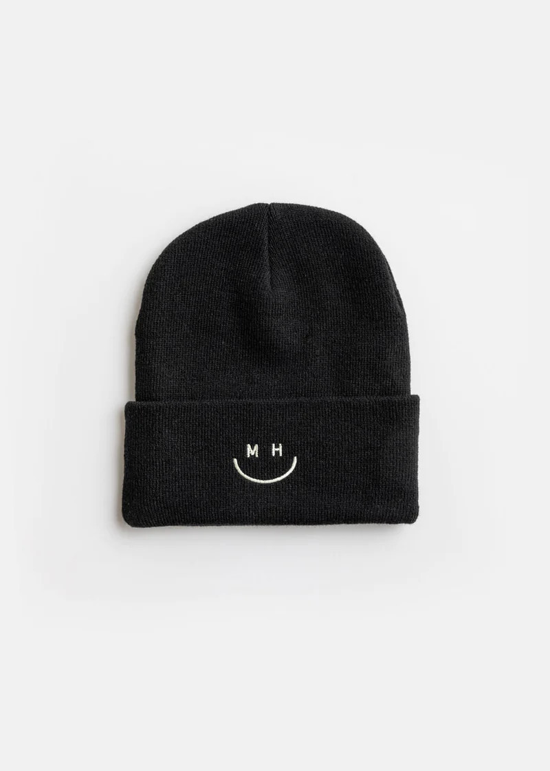 Adult Mad Hatter Smiley Cuff Beanie - Black | Alice & Wonder