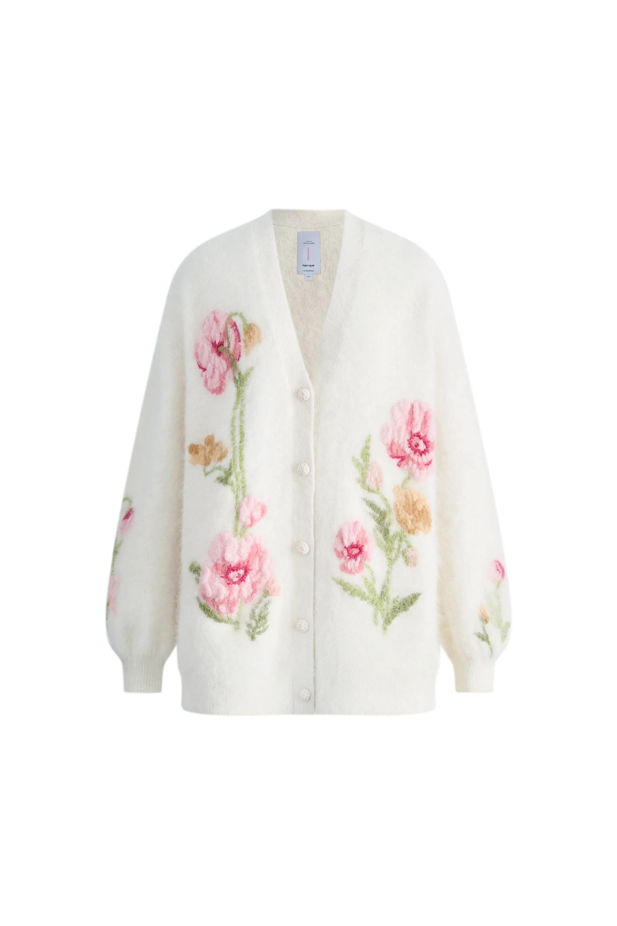 Papaver 3D Floral Embroidered Cardigan in in Alpaca Blend Knit | Fabrique