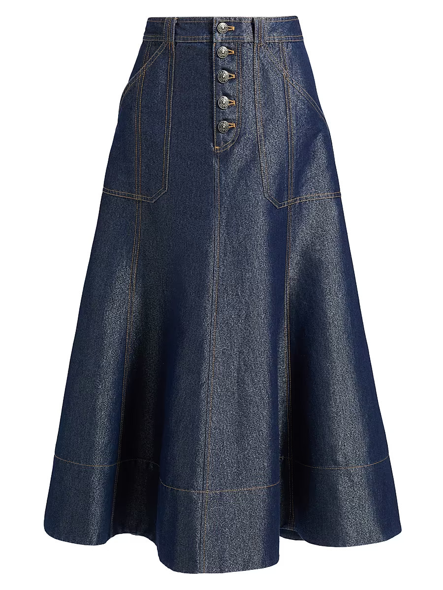 Women's Benji Denim A-Line Midi-Skirt - Minuit - Size 14 | Saks Fifth Avenue