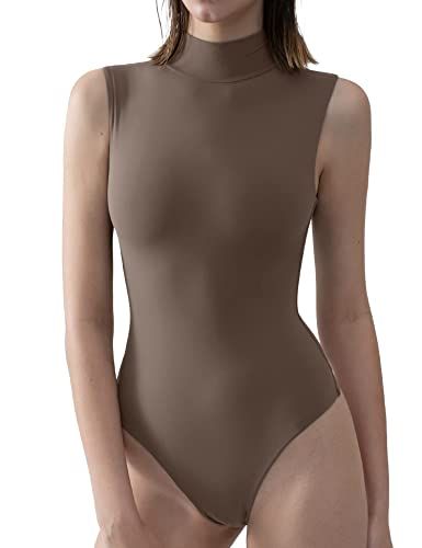 PUMIEY Women's Mock Turtle Neck Sleeveless Bodysuit Sexy Tank Tops Sharp Collection | Amazon (US)