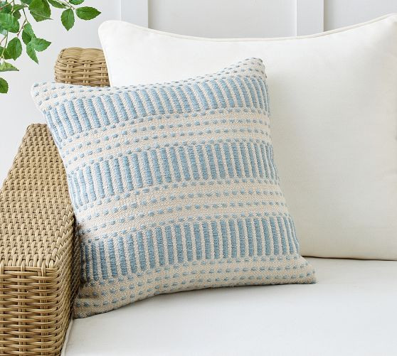 Harbor Textured Striped Outdoor Pillow | Pottery Barn (US)