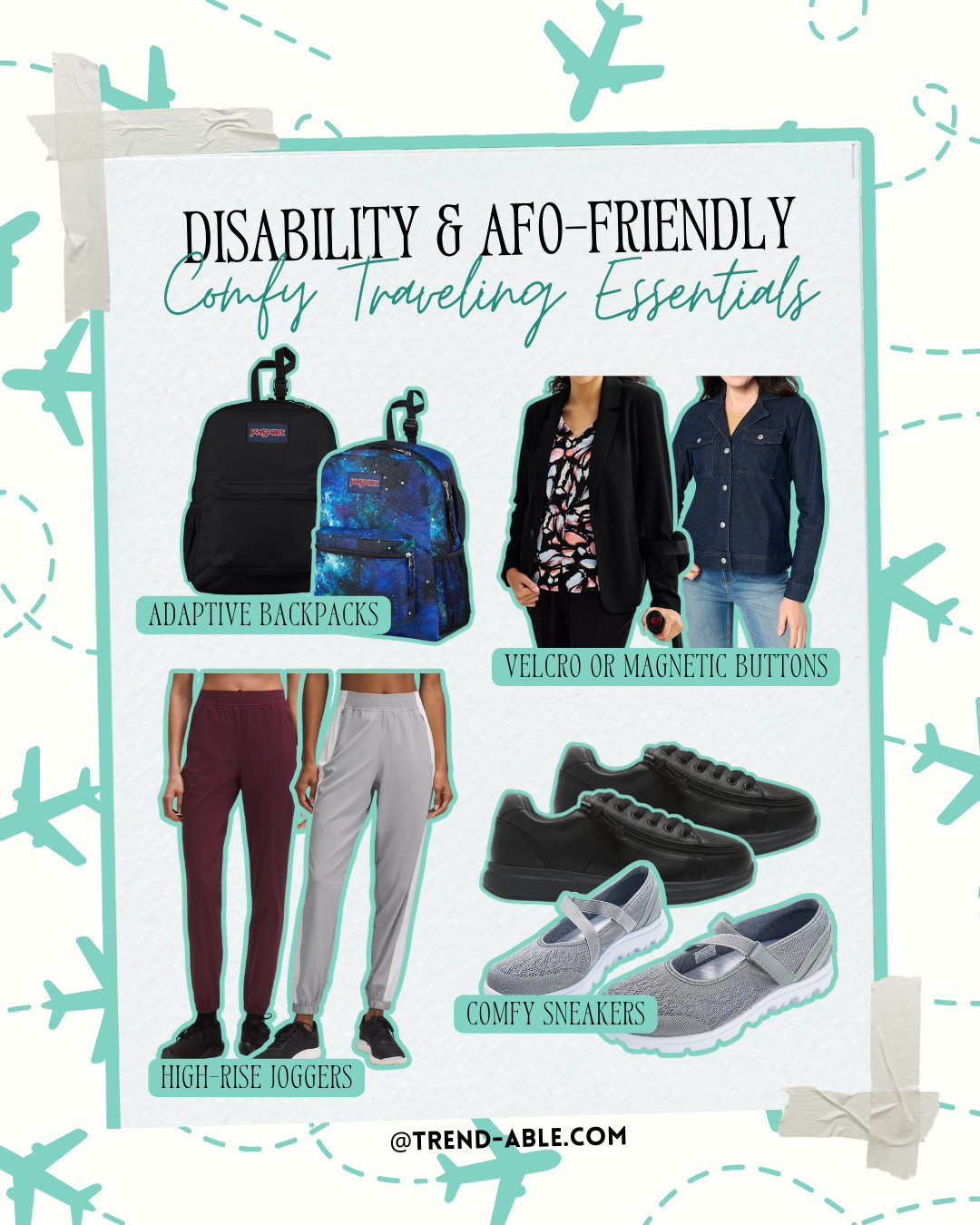 Travel made easier, comfier, and more accessible ✈️✨

Our disability & AFO-friendly essentials: adaptive backpacks, Velcro or magnetic closures, high-rise stretch joggers, and supportive comfy sneakers—because your journey should feel as good as your destination. 💚

#AccessibleTravel #AFOFriendly #AdaptiveFashion #InclusiveStyle #TrendAble
 

 #LTKNYFW #LTKootd #LTKTravel