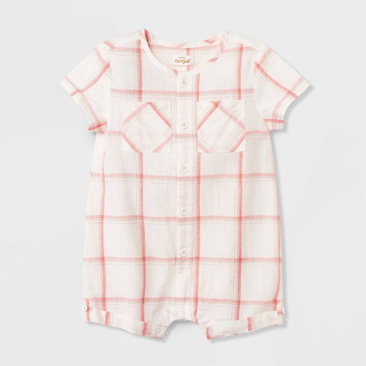 Baby Plaid Romper - Cat & Jack™ Cream | Target