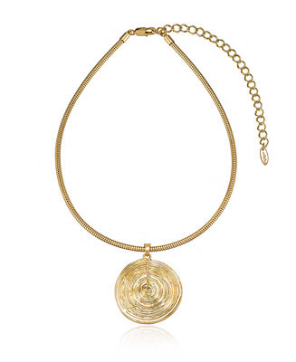 ETTIKA Statement Swirl Pendant 18K Gold-Plated Choker Necklace - Macy's | Macy's