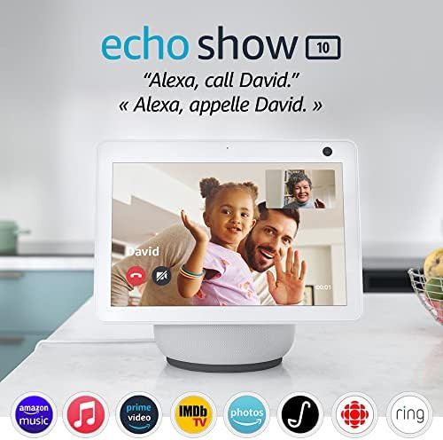Echo Show 10 (3rd Gen) | HD smart display with motion and Alexa | Glacier White | Amazon (CA)
