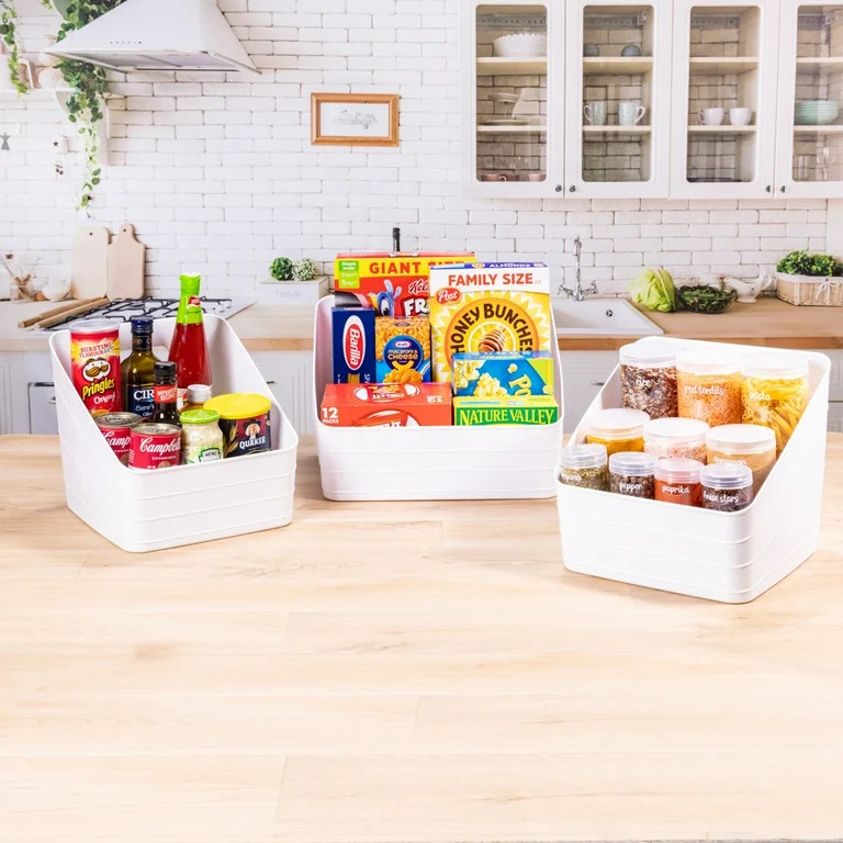 Mainstays Wide Plastic Slanted Closet Organizer, Arctic White | Walmart (US)