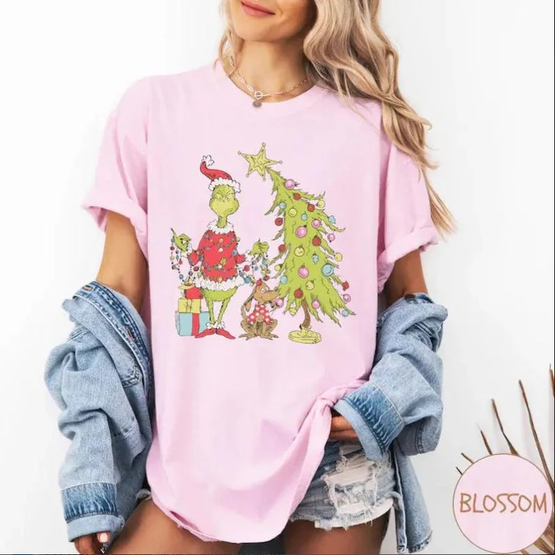 Comfort Colors Grinch Christmas Tree Shirt, Whimsical Grinch Max Tree Shirt, Festive Retro Xmas T... | Etsy (US)