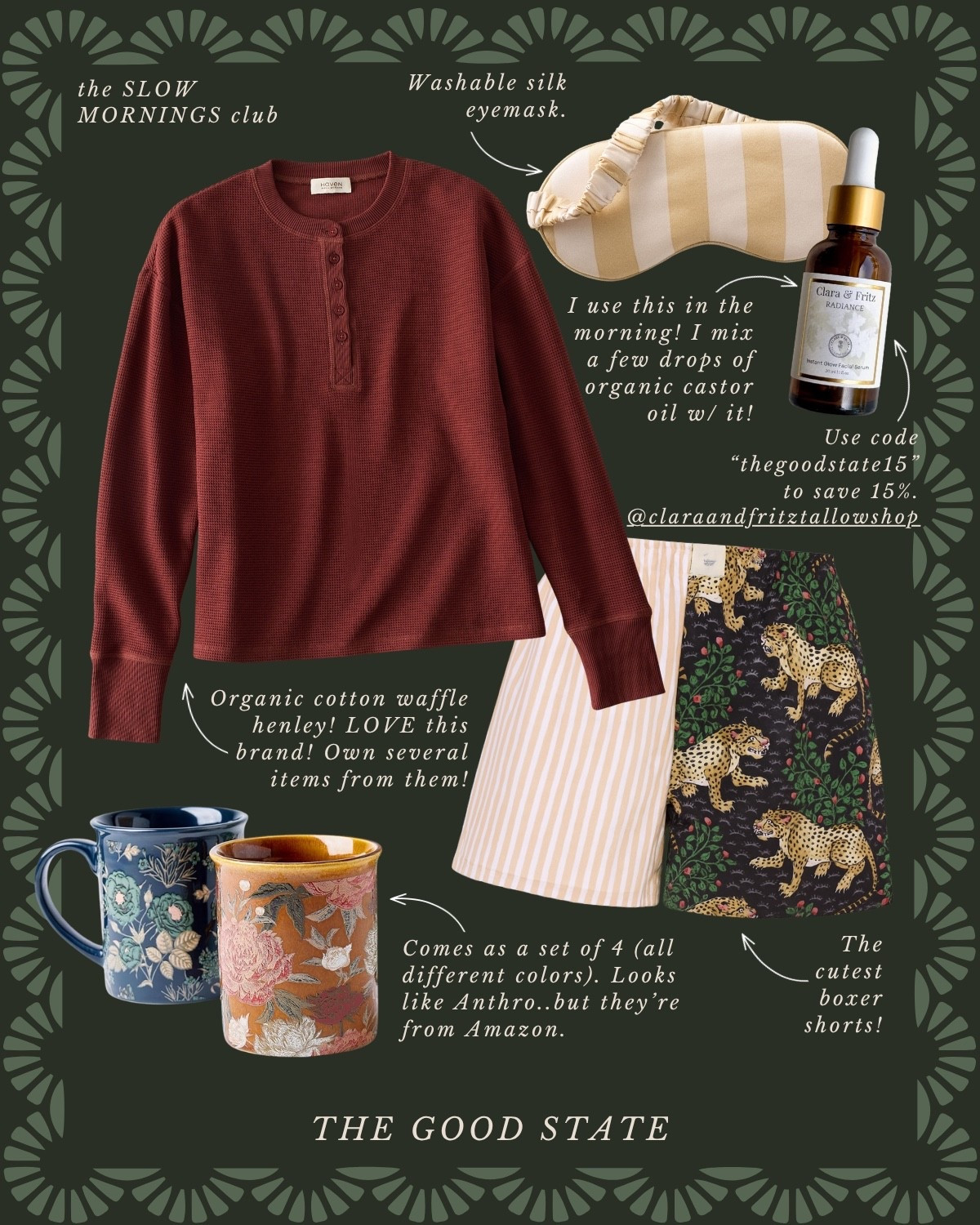 This collection is for the ladies who embrace the slowed down rhythms of a crisp Autumn morning. For those who romanticize the golden light streaming through the window and the aroma of freshly brewed coffee filling the air. This is for the ladies who linger a little longer under a warm blanket and who delight in matching pajama sets layered with cozy knit socks. For the ones who collect allllll the coffee mugs—seasonal ones especially🍂 This collection is for those who settle into the stillness of watching Autumn leaves swirl through the chilly air and love a good morning stroll to start the day. This is for those who are slowing down—even if just internally—in whatever season of life they find themselves in. This is for you☀️

#amazonfashion #founditonamazonfashion #amazonmusthaves #amazon #ltk #ltkstyletip #ltkunder50 #ltksalealert #farmersmarket #slowliving #romantizeyourlife #slowlifestyle #intentionalliving #slowmorning #fallfashion #falloutfit #autumn #fallseason #cozyautumn

Haven well within, Amazon, Amazon prime big deal, days, print, fresh, slow morning, romanticize your life, cozy outfit, fall outfit, autumn, outfit, pajama, matching pajamas, Tuckernuck, Anthropologie, quince, vest, leggings, Amazon home, prime days, Ball, cap, slippers, Christmas gift, guide, Christmas gift, ideas, gifts for her, French press, Williams Sonoma, stocking stuffers

#LTKSeasonal #LTKStyleTip #LTKFindsUnder100