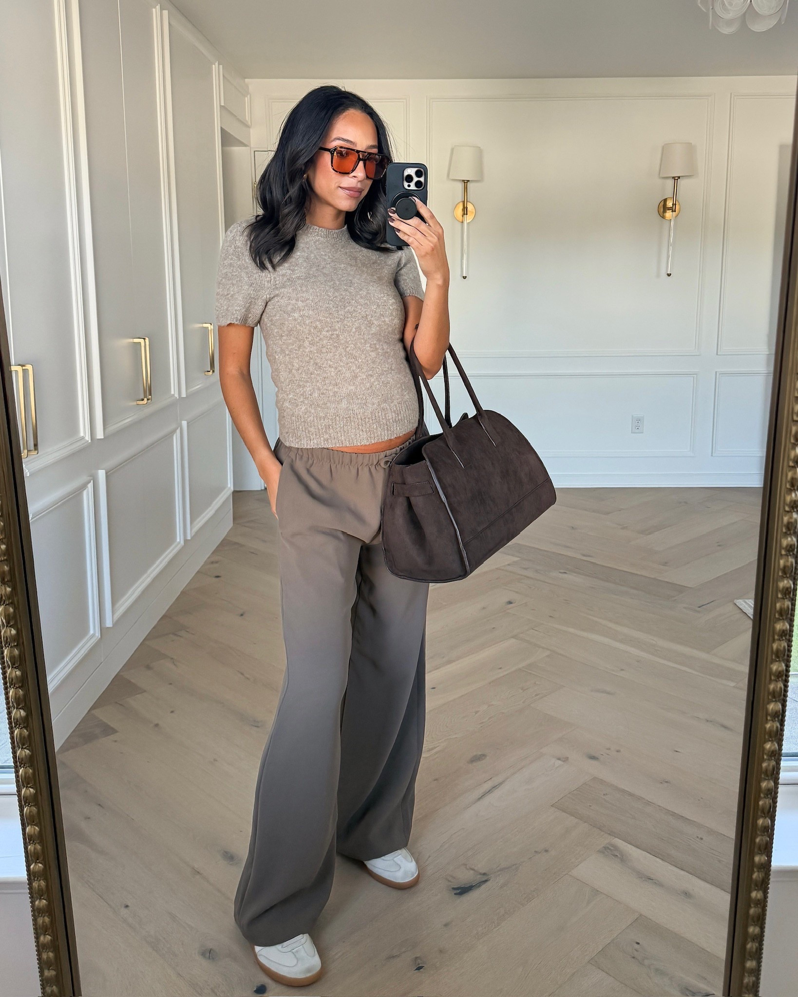 Casual spring outfit 🤎 Wearing size S sweater tee and size M pull on pants 

Spring fashion
Work outfits
Workwear
Office outfit 

#LTKSeasonal #LTKWorkwear