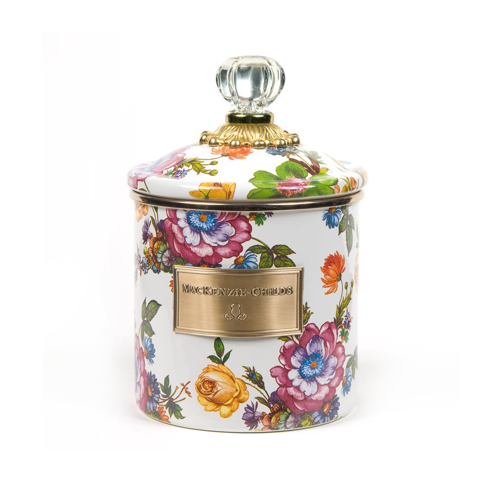 White Flower Market Enamel Canisters | MacKenzie-Childs
