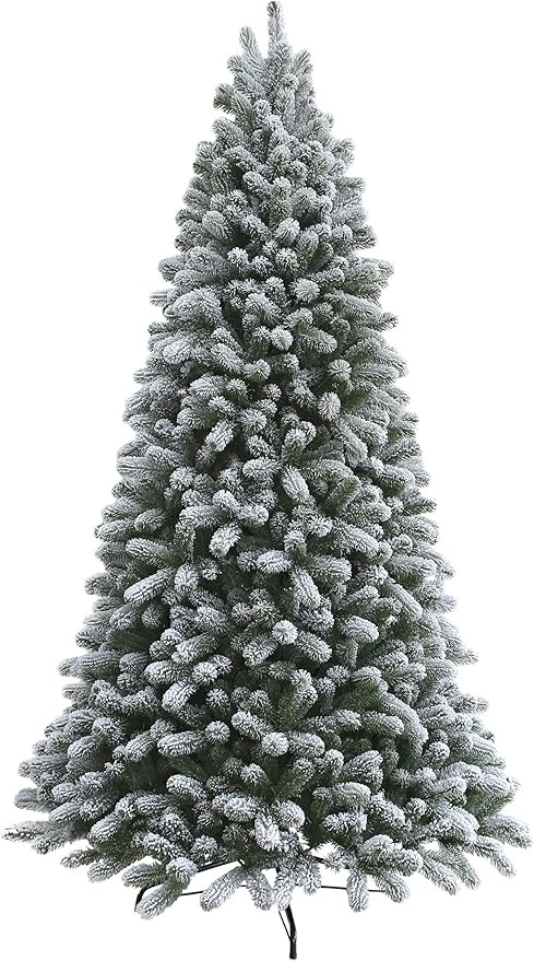 KING OF CHRISTMAS 7.5 Foot King Flock Christmas Tree Unlit, 52" Wide | Amazon (US)