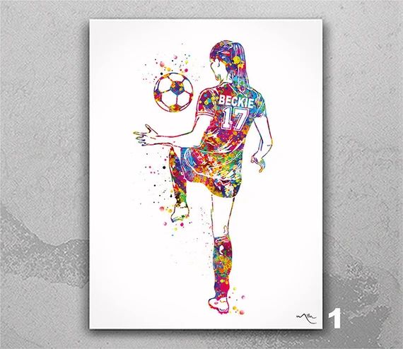 Soccer Player Personalized Watercolor Print Female Football - Etsy | Etsy (US)