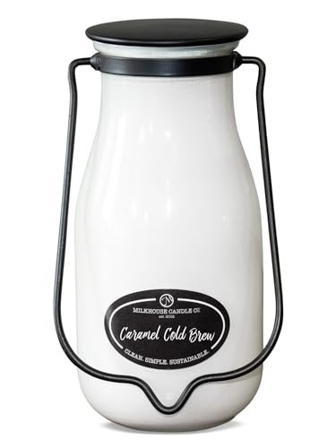 Milkhouse Candle Company Caramel Cold Brew Soy Candle - Cold Brew Coffee | Milk Chocolate | Caramel & Vanilla Scented - 14 oz Milkbottle with Lid, 90+ Hour Burn Time, Made in the USA | Amazon (US)