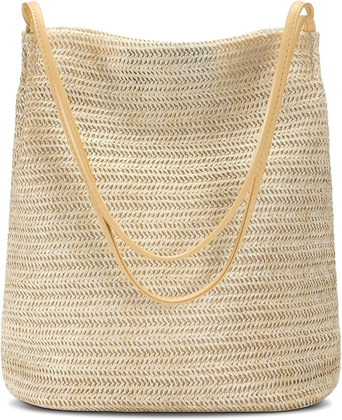 Tavaleu Straw Beach Bags for Women, Tote Handbag Shoulder Bag for Women, Beach Straw Purse Bucket... | Amazon (US)