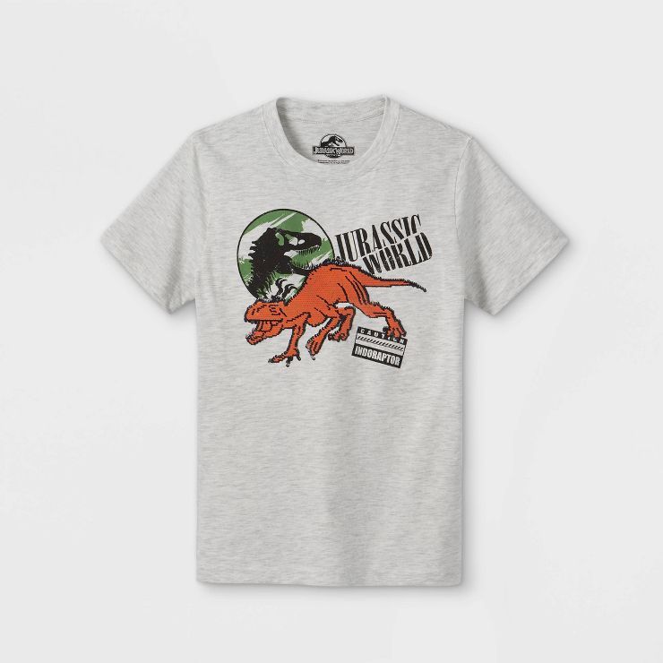 Boys' Jurassic World Flip Sequin Short Sleeve Graphic T-Shirt - Cream | Target