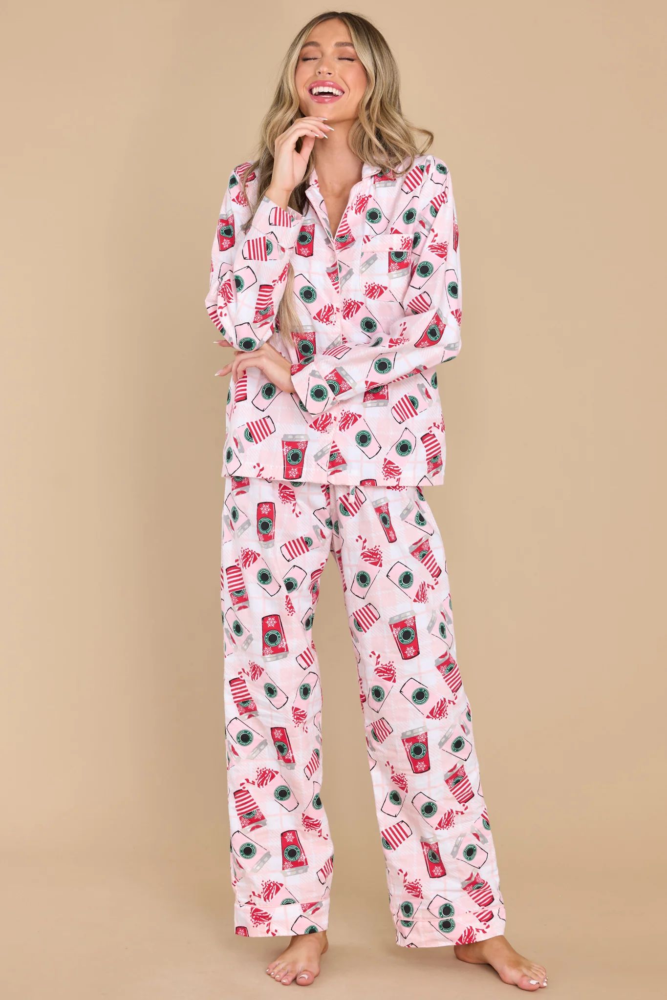 Need The Caffeine Pink Dust Pajama Set | Red Dress 