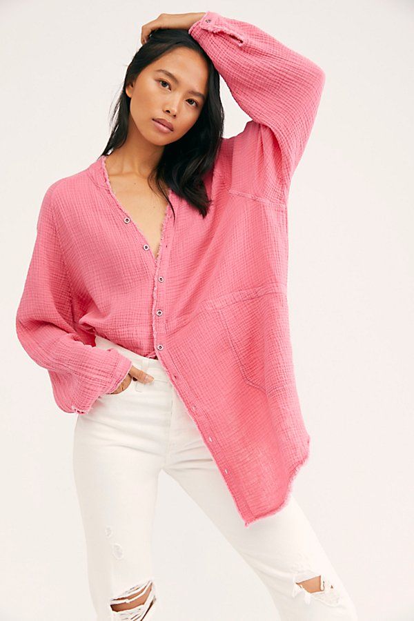 We The Free Summer Daydream Buttondown by We The Free at Free People, Pink Fizz, XS | Free People (UK)