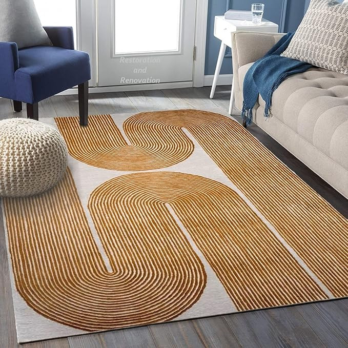 Gold, Ink & Olive Modern Hand-Tufted Wool Area Rug Carpet with Geometric and Striped Design | Per... | Amazon (US)