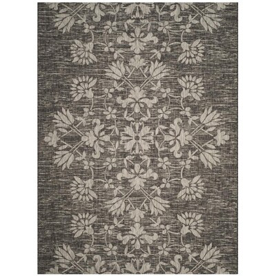 Safavieh Courtyard Vanu 8 X 11 (ft) Black/Light Gray Indoor/Outdoor Floral/Botanical Coastal Area... | Lowe's