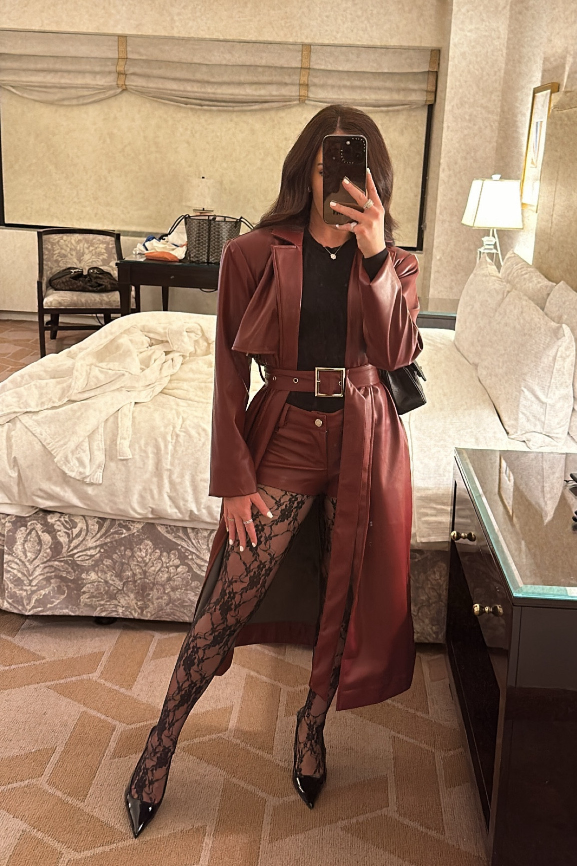 New York night out 
🖤 
Trench- xxs
Shorts- xs 
Lace tights- xs (I’d probably size up, there’s not a lot of stretch) 


Date night, nyc night out, outfit inspo, fashion, v day outfit, girls night, Valentine’s Day outfit, lace tights, faux leather trench, hot shorts, mini shorts, matching set, we wore what 

#LTKFindsUnder50 #LTKSeasonal #LTKStyleTip