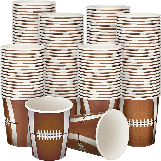 Teling 100 Pieces Football Themed Party Paper Cups Disposable 9oz Paper Cups for Sports Party Sup... | Amazon (US)