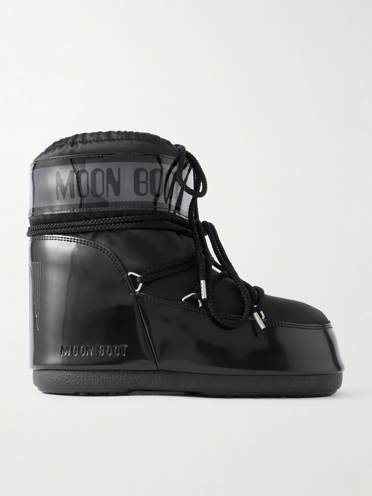 Moon Boot - Icon Glow Glance Satin And Pvc Snow Boots - Black | NET-A-PORTER (US)