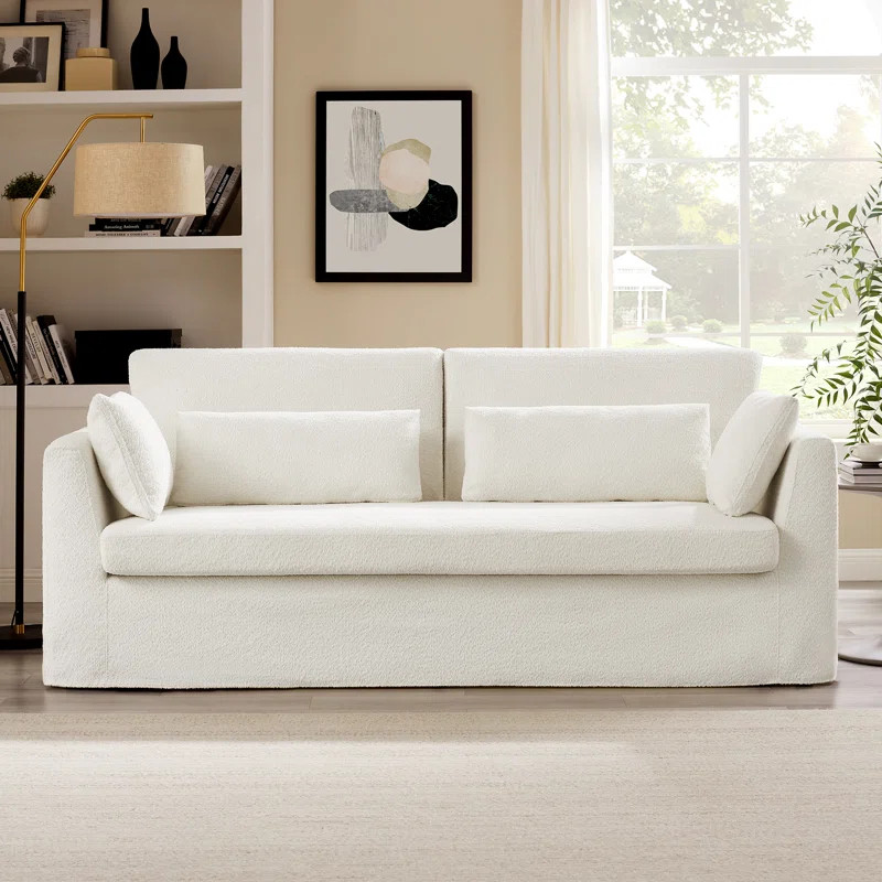 Wrought Studio 84.6" Aigar Laura Minimore Modern Sofa With Slipcover & Reviews | Wayfair | Wayfair North America