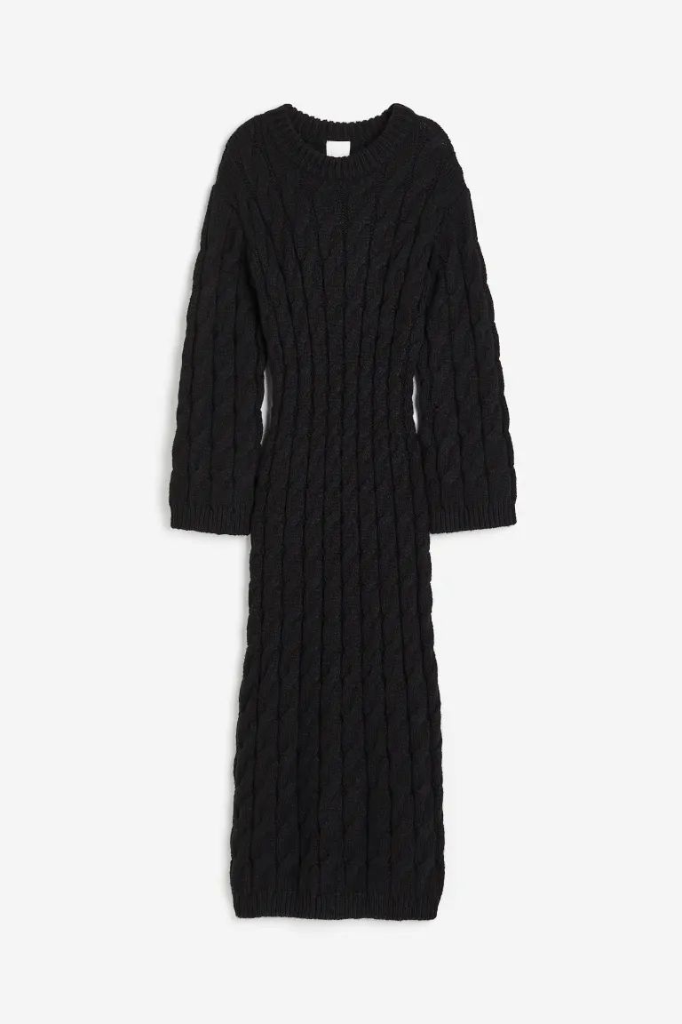 Cable-knit Midi Dress - Black - Ladies | H&M US | H&M (US + CA)